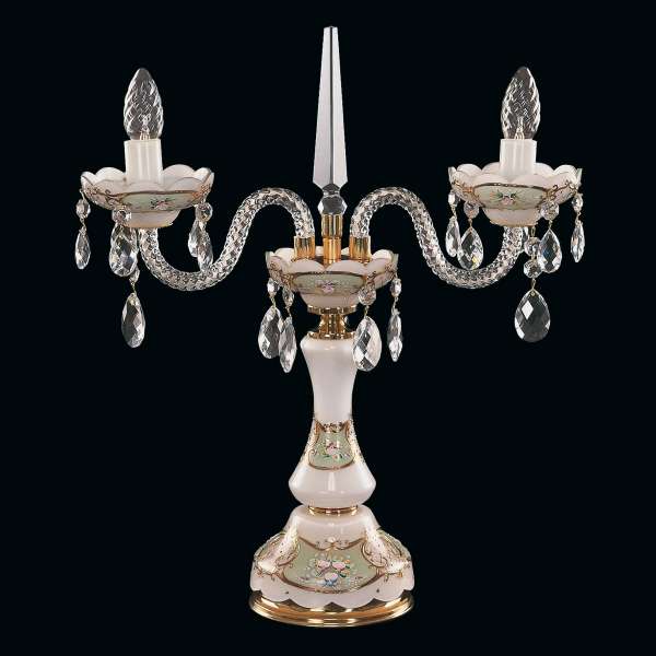 Kristall Tischleuchte 2-flammig, B:46cm x H:53cm ARLENE II